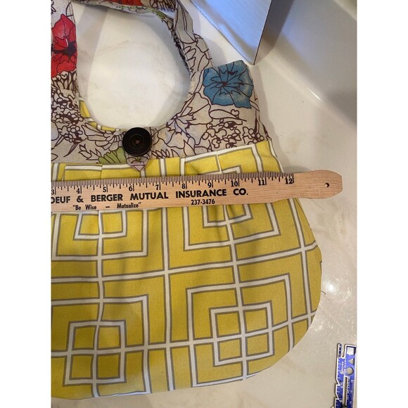 Boho Fabric Shoulder Bag Yellow Pattern Purse Hippie Vibe - Picture 6 of 8